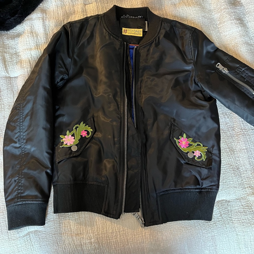 Embroidered Beatles Black Bomber. Size XS.